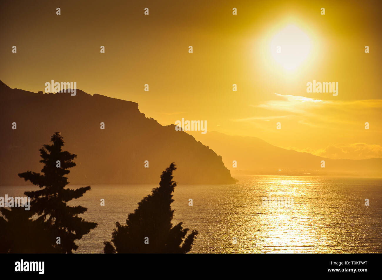 Amalfi coast by boat sunset hi-res stock photography and images - Alamy
