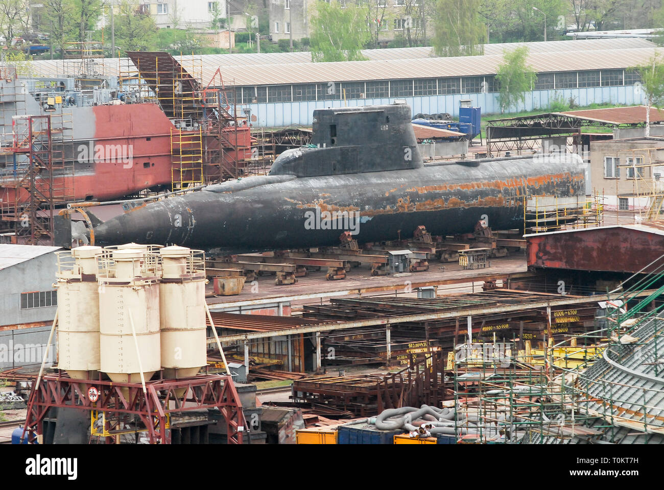 Kobbenclass submarine in Polish Navy Shipyard in Gdynia, Poland. May