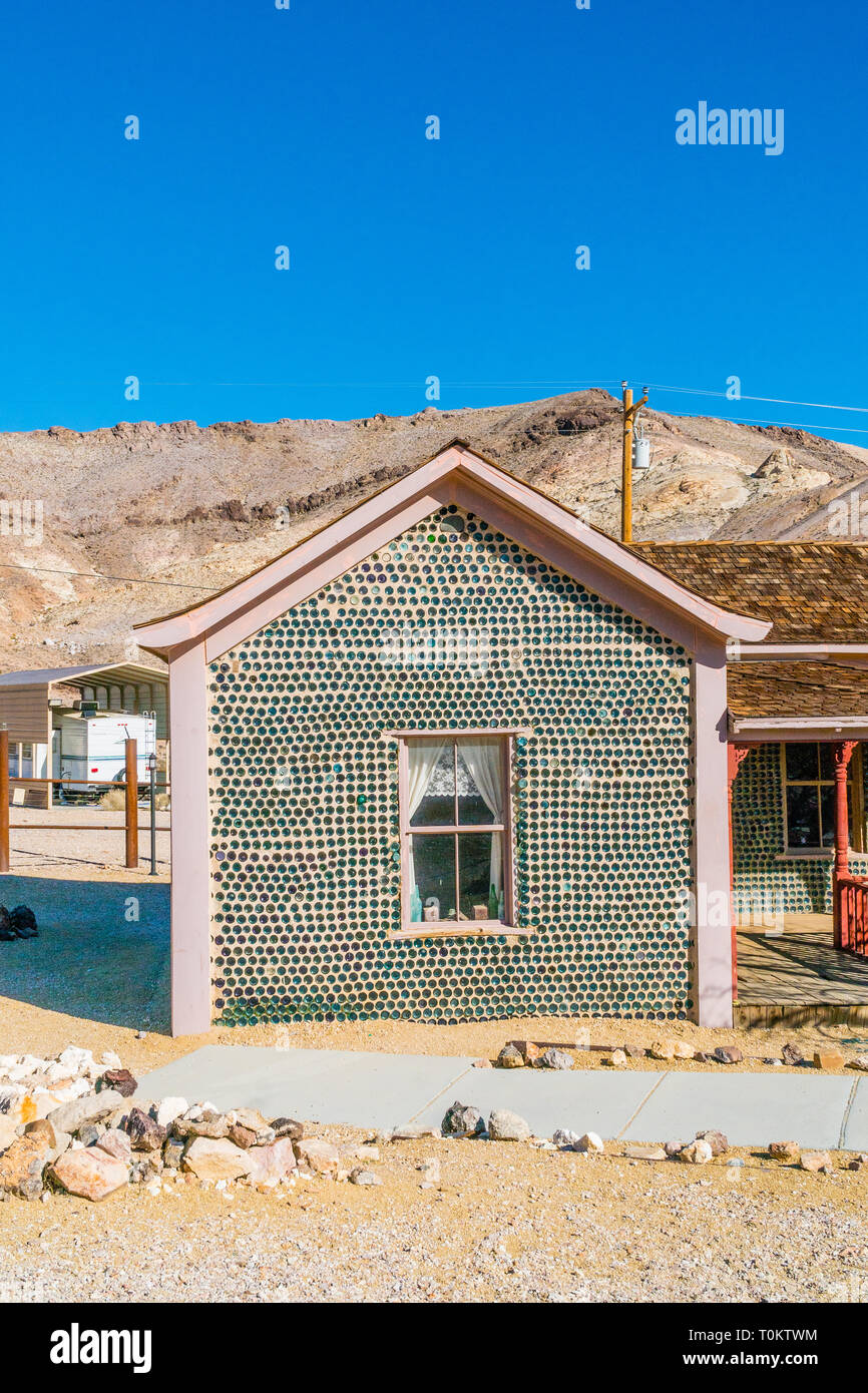 A man named Tom Kelly built the Bottle House in Rhyolite, Nevada around