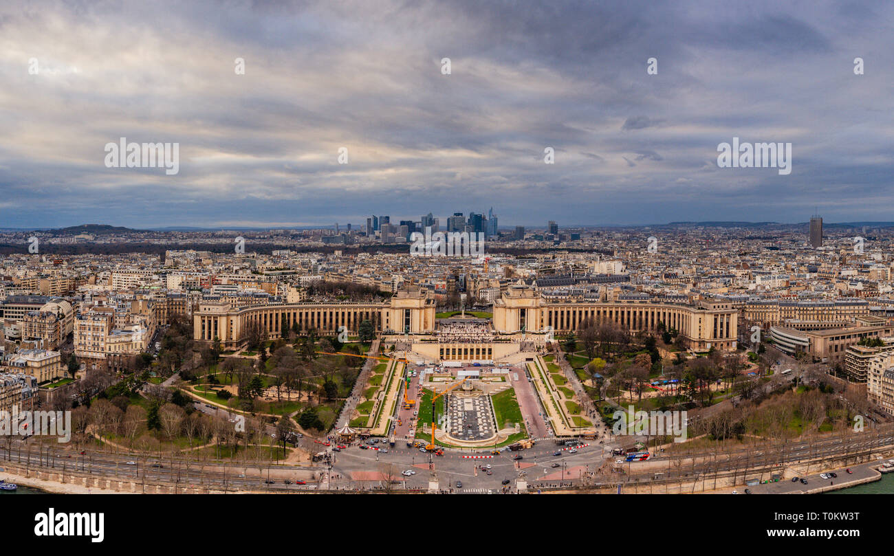 Aerial panoramic view of Paris city France, Europe Stock Photo