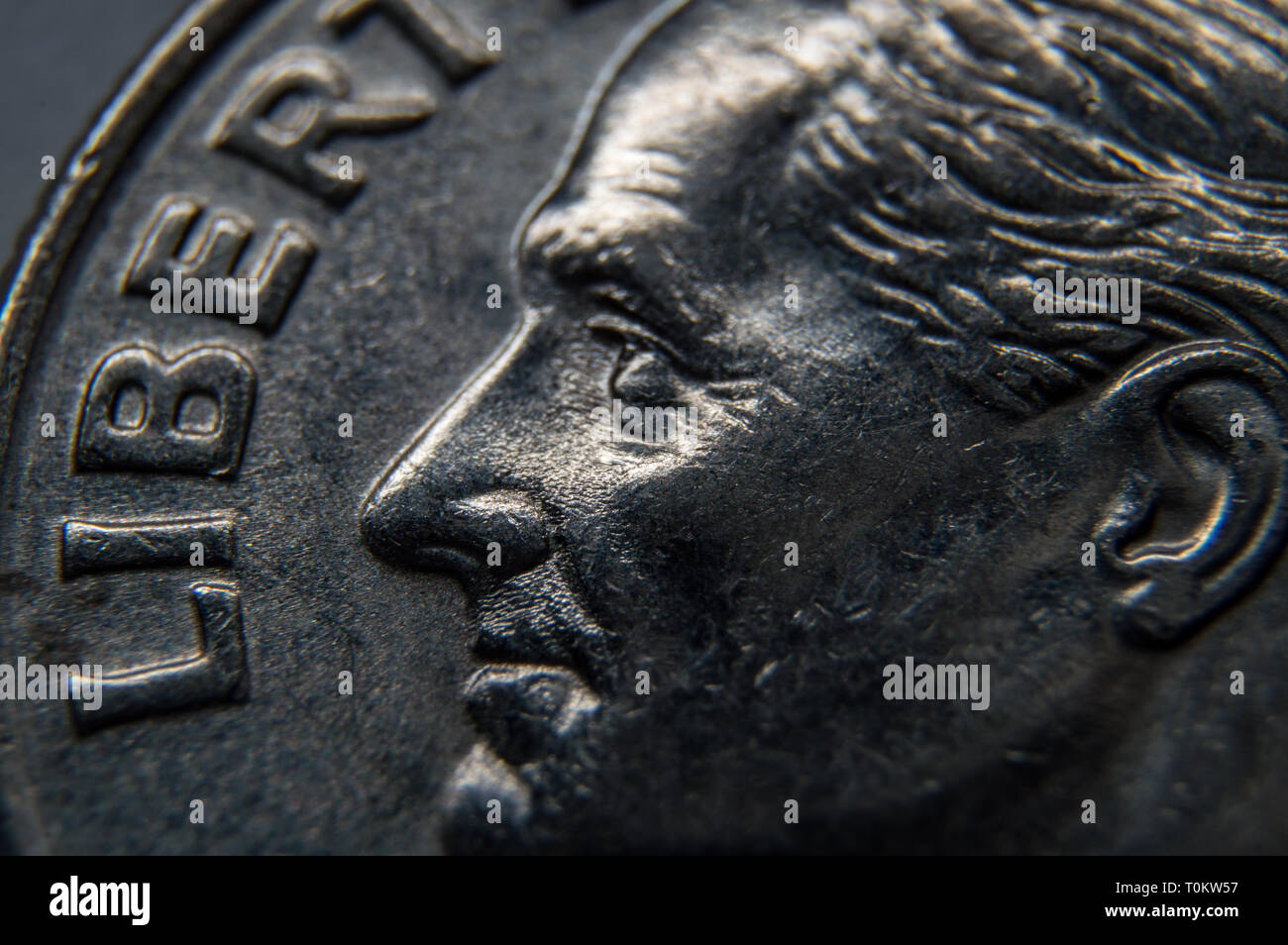 Macro photo of the heads side of a dime, US Currency Stock Photo Alamy