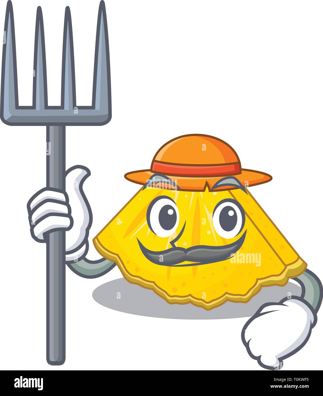 Farmer pineapple slice with in character shape Stock Vector