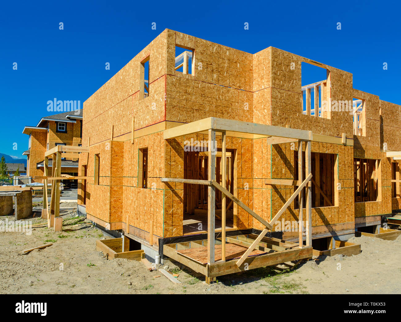 Brand new family house is under construction. Stock Photo