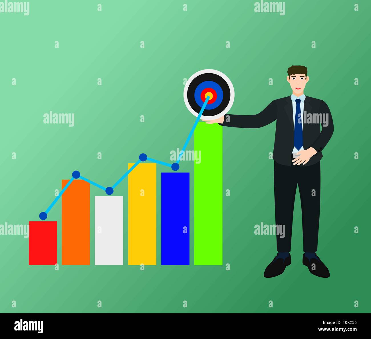 Businessman success growth graph with target Stock Vector Image & Art