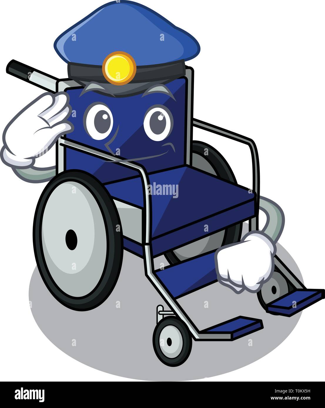 Police wheelchair isolated with in the cartoon Stock Vector