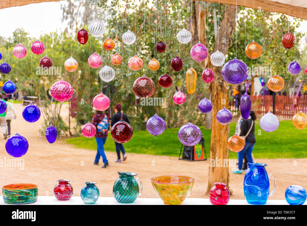 set of many colorful glass ball lights together or place them separately around an indoor space to give your home decor a warm, magical feeling. Stock Photo