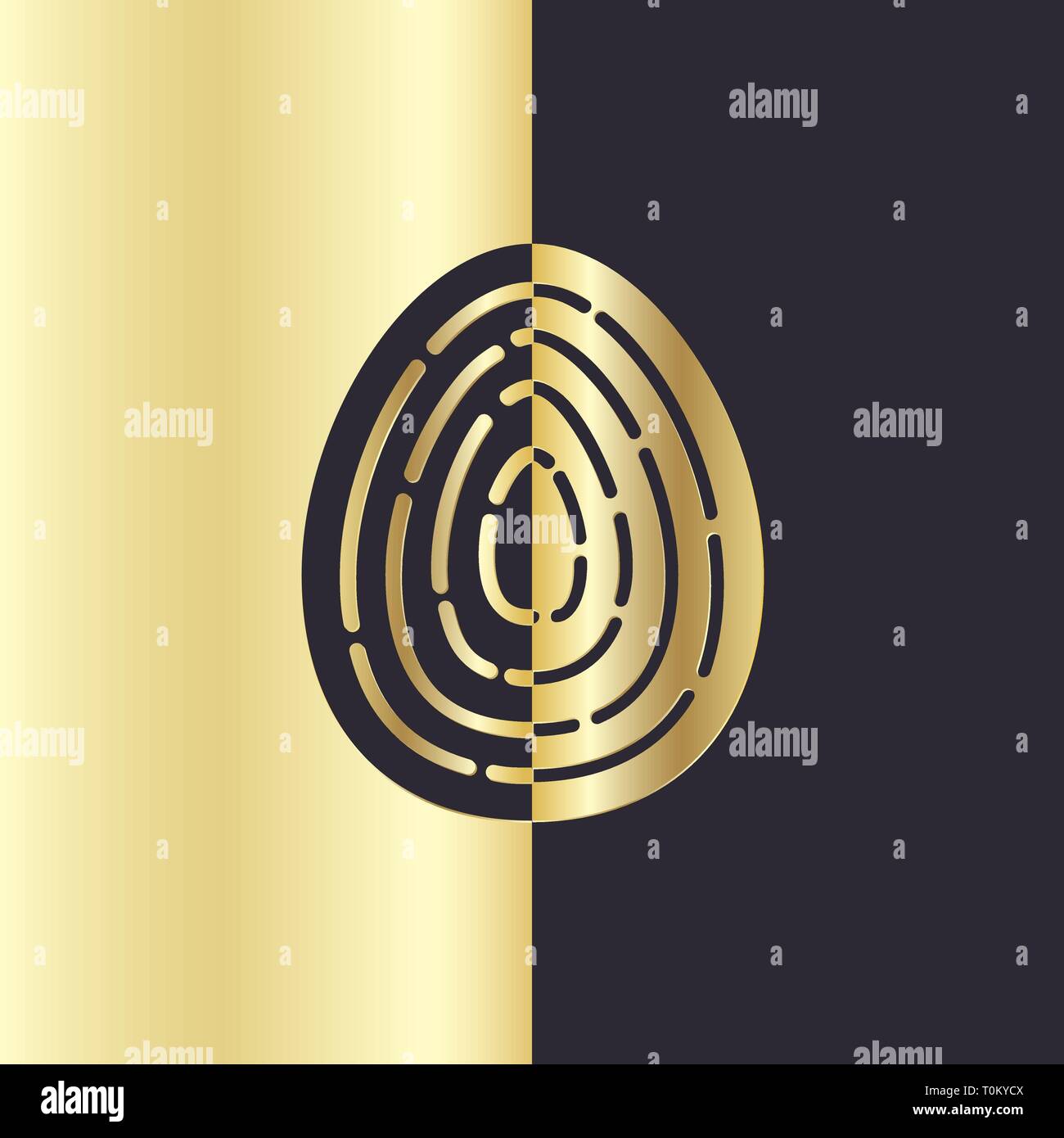 Gold Foil Happy Easter Greeting Egg Card Stock Vector