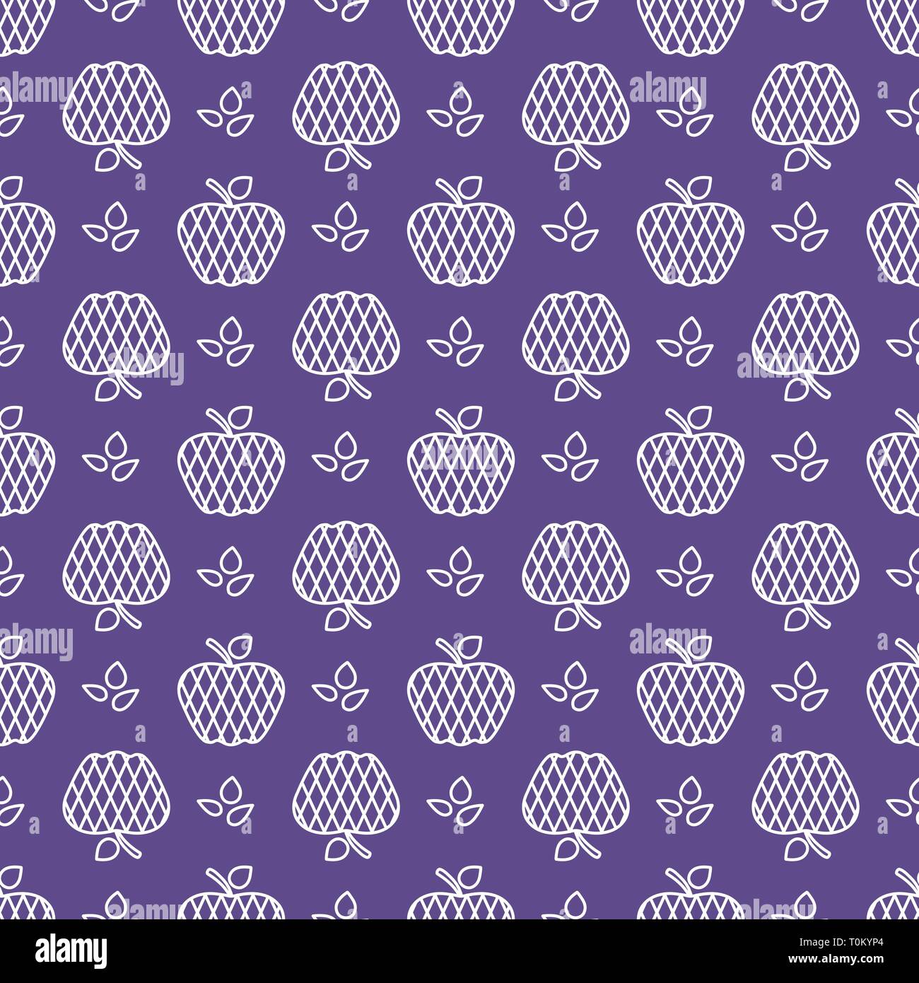 Seamless pattern with apples. Vector illustration with apple and leaf ...