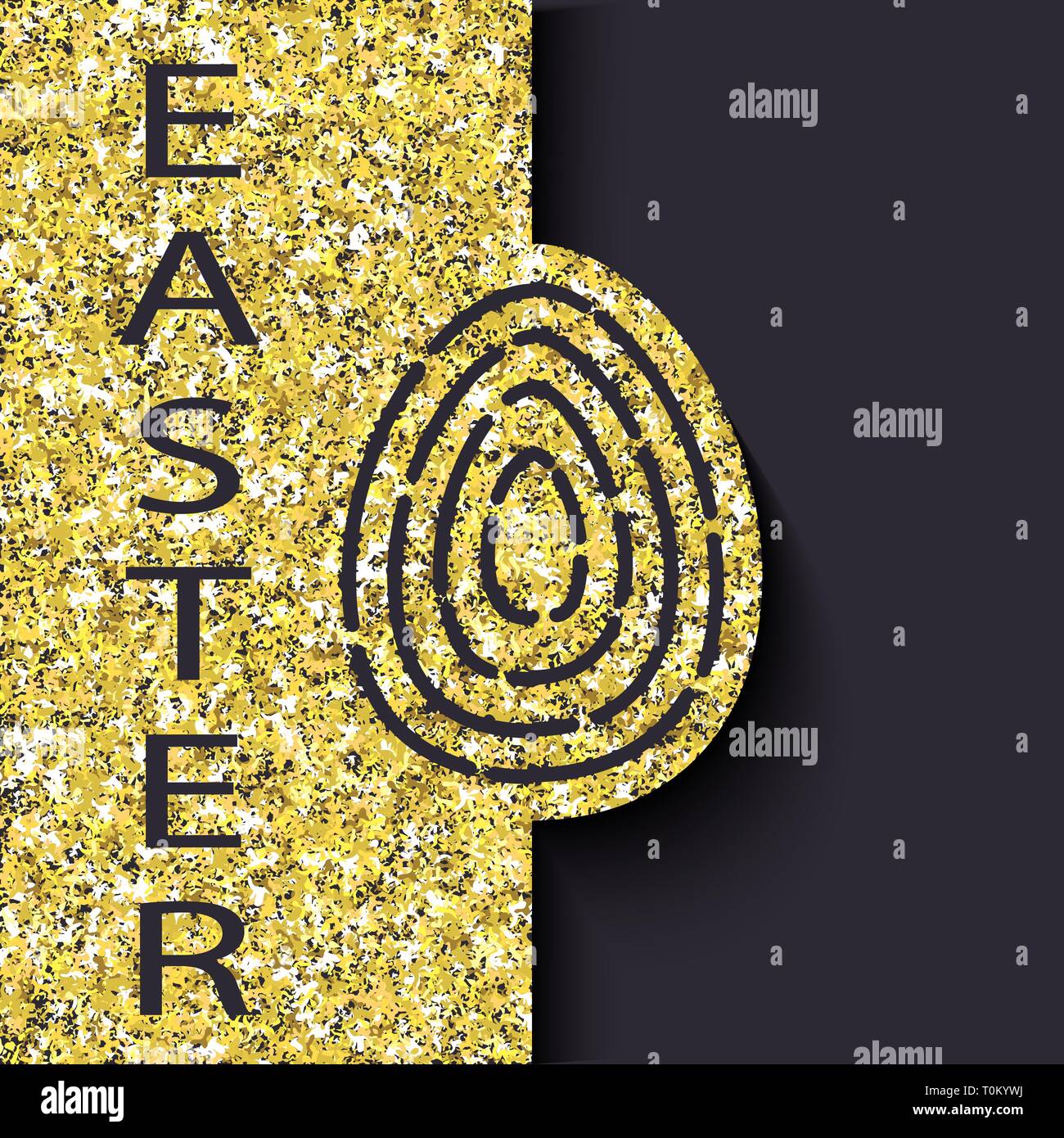 Gold Foil Happy Easter Greeting Egg Card Stock Vector
