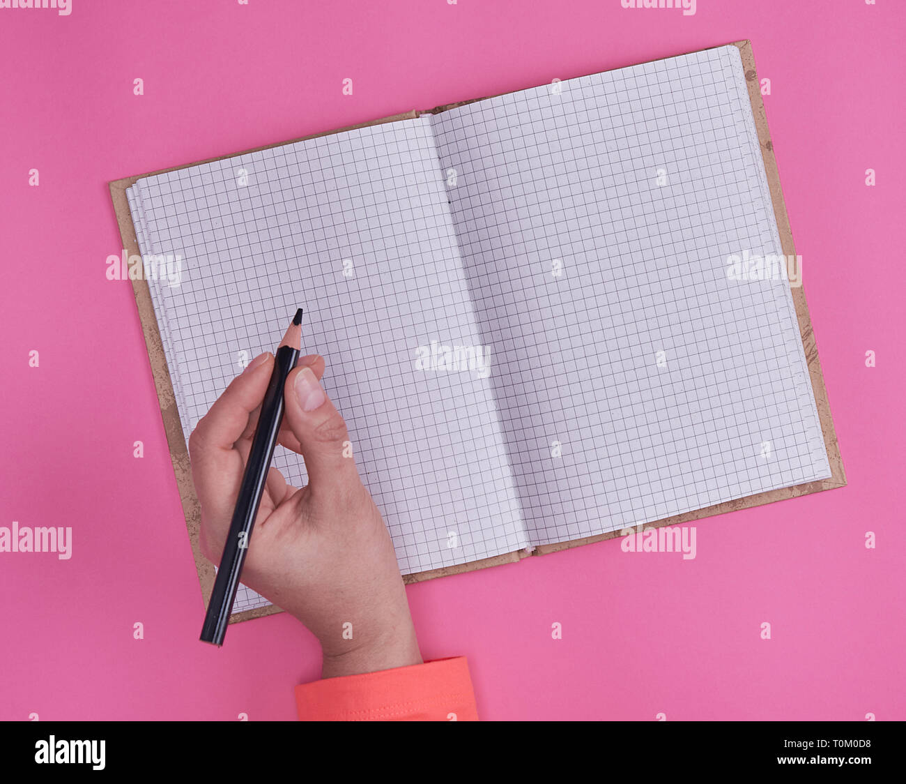 Human Hand Reading Blank Paper Notebook Stock Photo 197522195