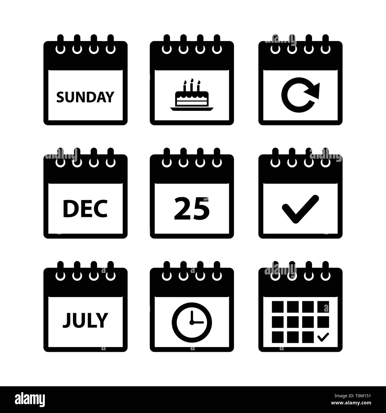 Calendar icons for web design, calendar symbol, flat calendar, Stock Vector