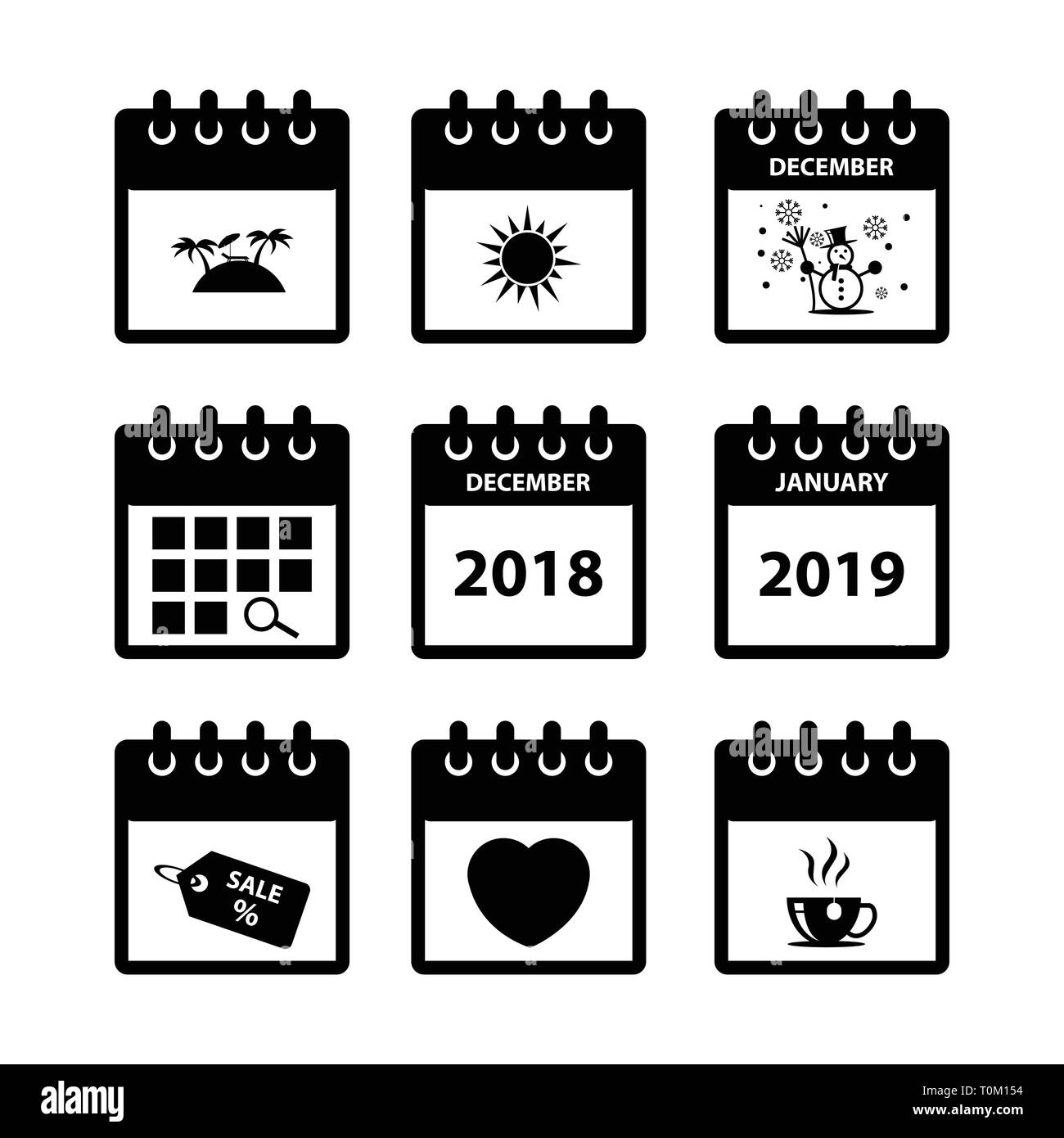 Calendar icons for web design, calendar symbol, flat calendar, Stock Vector