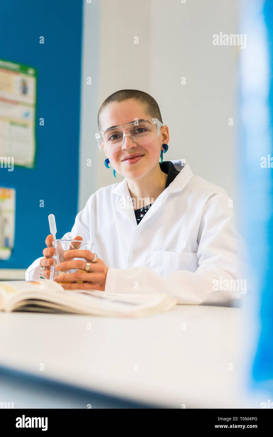 An alternative student in the science lab / classroom of a university carried out an experiment