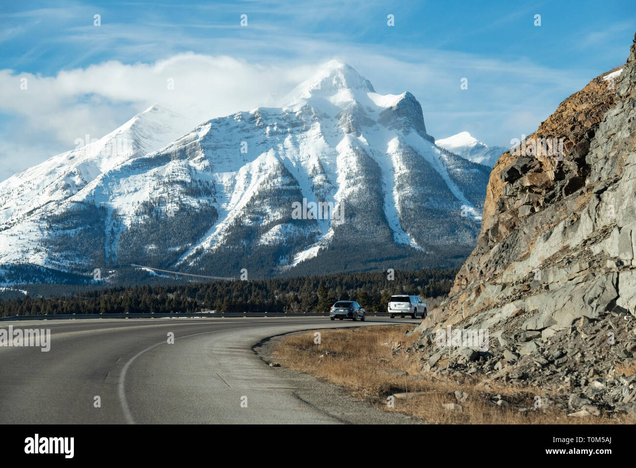Crowsnest Pass, Alberta, Canada. Looking west of Coleman from Crowsnest