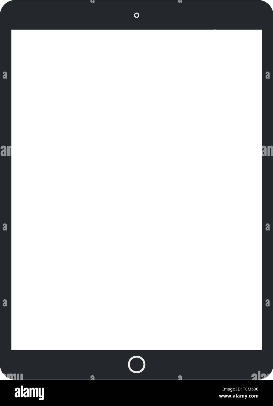 Tablet pc with blank screen on white background. Technological device template. Simple mockup