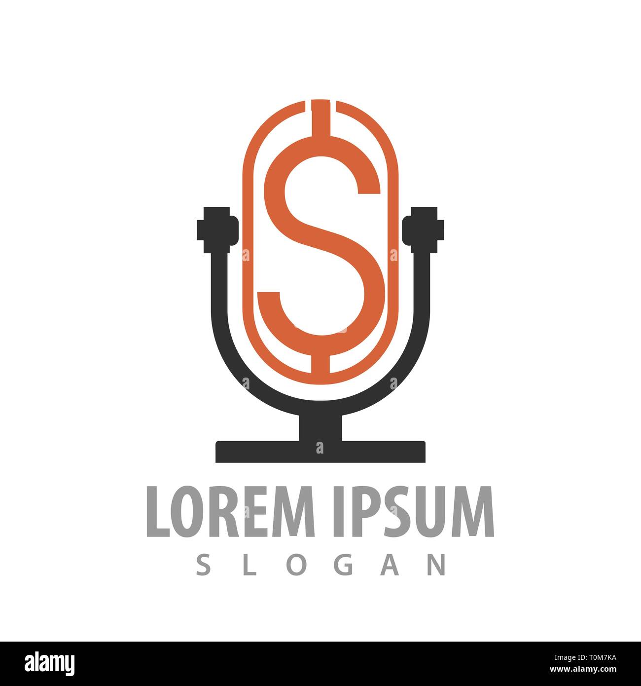 Radio microphone with letter S concept design. Symbol graphic template element Stock Vector