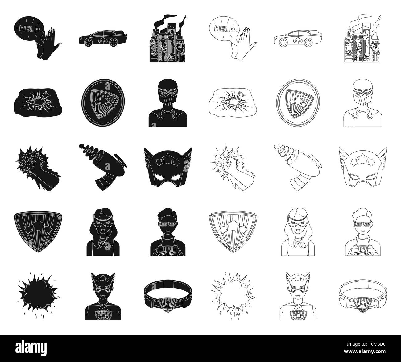 A fantastic superhero black,outline icons in set collection for design