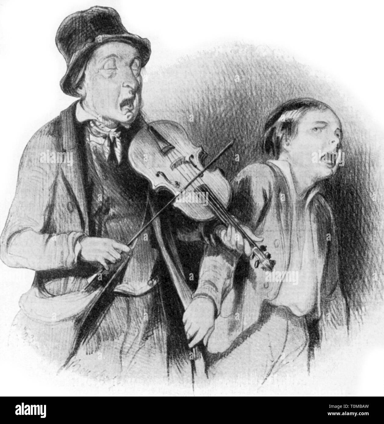 music, musicians, violin player, the blind fiddler, lithograph by Francois Boucher, 19th century, handicapped person, disabled person, handicapped people, visually handicapped, visually impaired, singer, singers, singing, violin player, violinist, violinists, violin, violins, poverty, hardship, hardships, make music, play music, making music, playing music, makes music, plays music, made music, played music, playing, play, musical instrument, musical instruments, bowed instrument, bowed instruments, the strings, stringed instrument, string instru, Additional-Rights-Clearance-Info-Not-Available Stock Photo