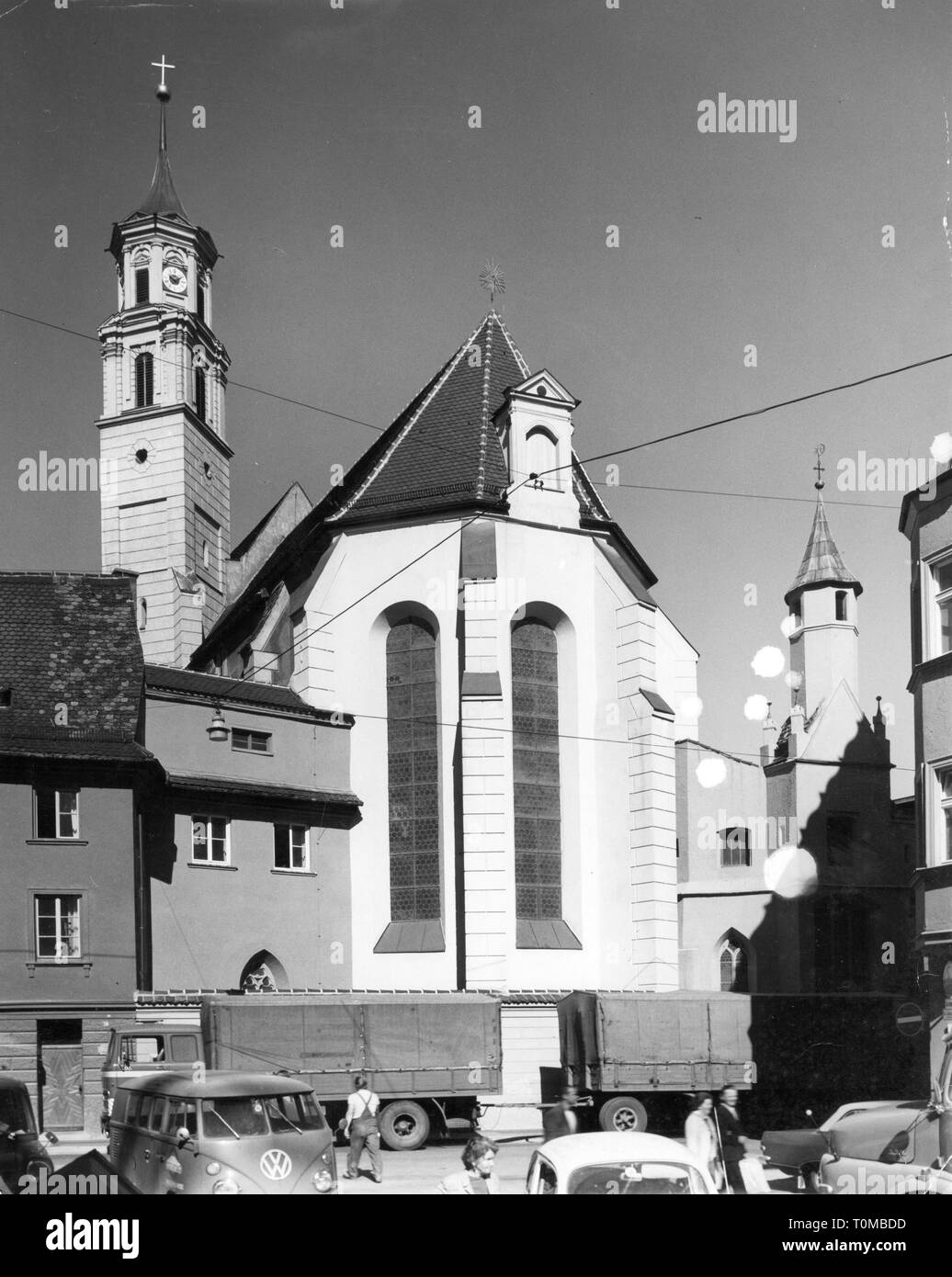 geography / travel, Germany, Bavaria, Augsburg, churches, St. Anne's  Church, exterior view, early 1970s, Additional-Rights-Clearance-Info-Not-Available Stock Photo