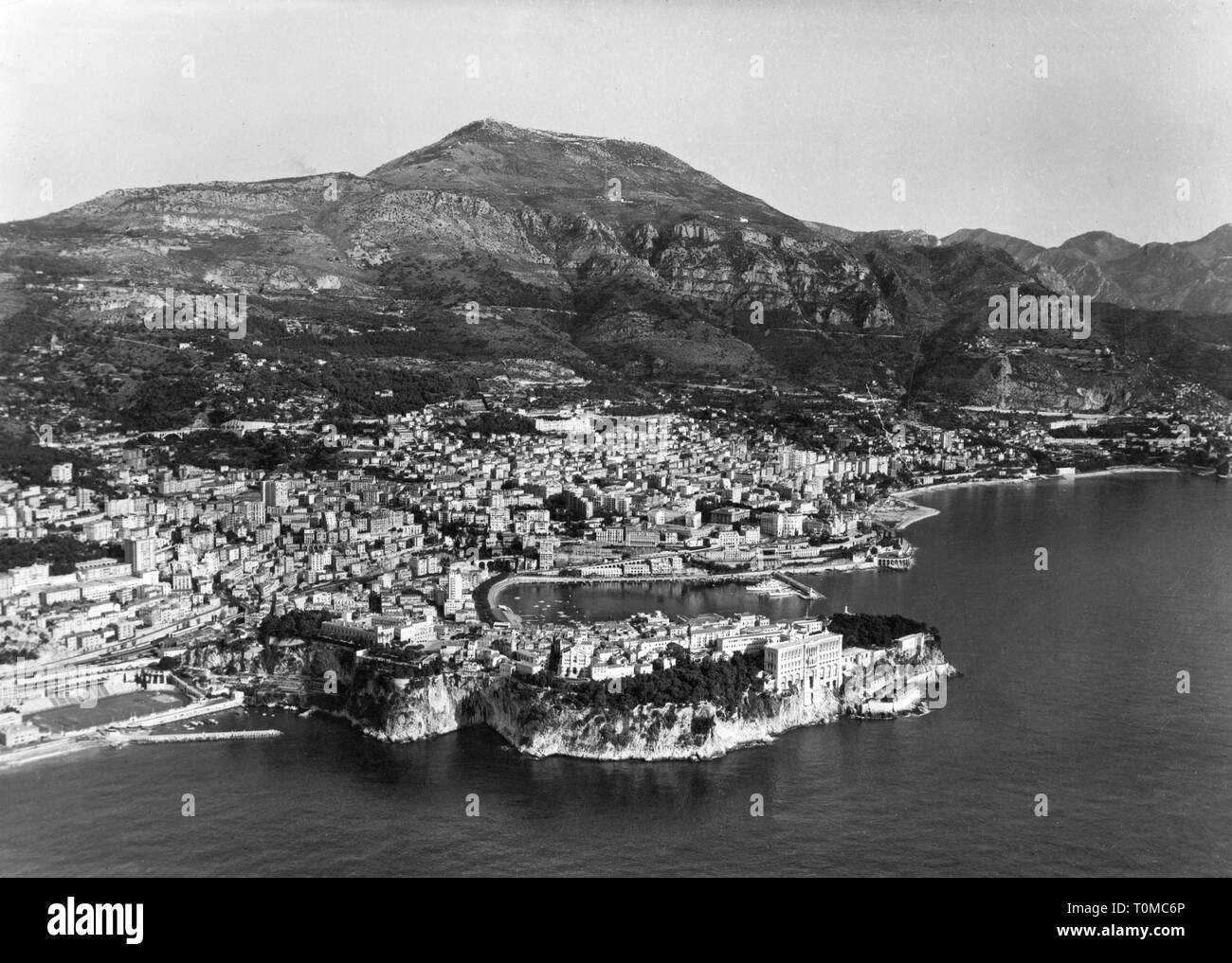 geography / travel, Monaco, general view, aerial photograph, 1950s, Additional-Rights-Clearance-Info-Not-Available Stock Photo