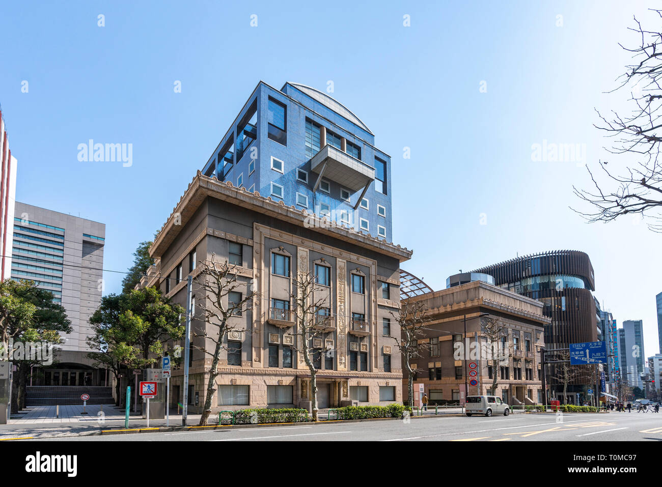 Nihon University Casals Hall (former Ochanomizu Square A), Chiyoda-Ku, Tokyo, Japan. Built in 1987. Designed by Arata Isozaki. Stock Photo