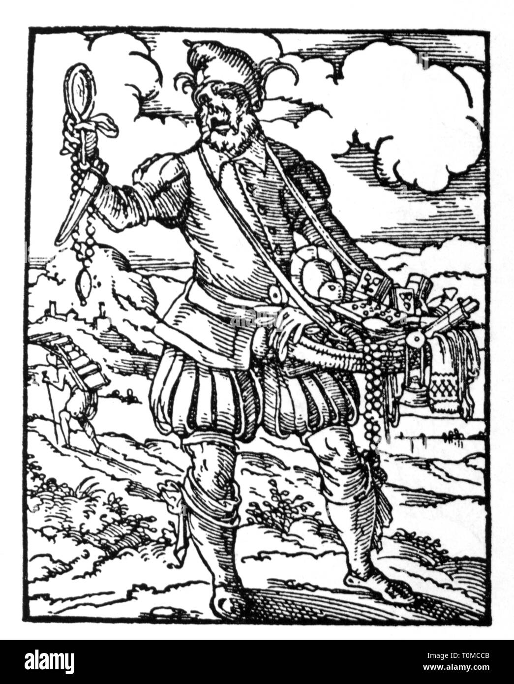 people, profession, jester, woodcut, 'Staendebuch' by Jost Amman, Frankfurt am Main, 1568, with verse by Hans Sachs, Additional-Rights-Clearance-Info-Not-Available Stock Photo