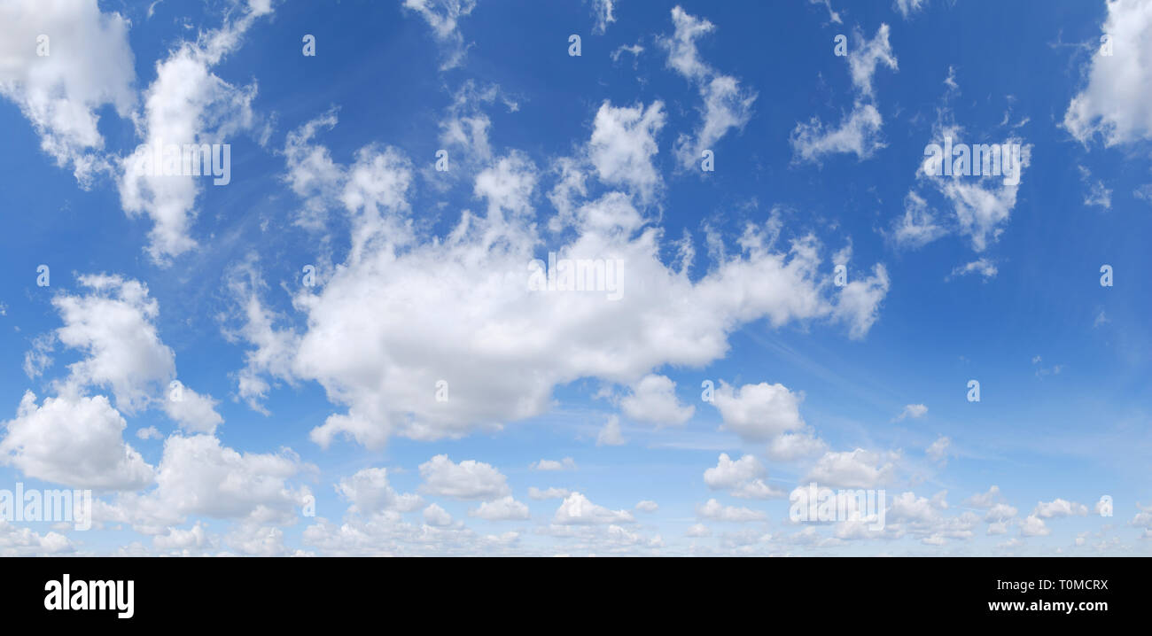 Cloudscape - Blue sky and white clouds, panorama Stock Photo - Alamy