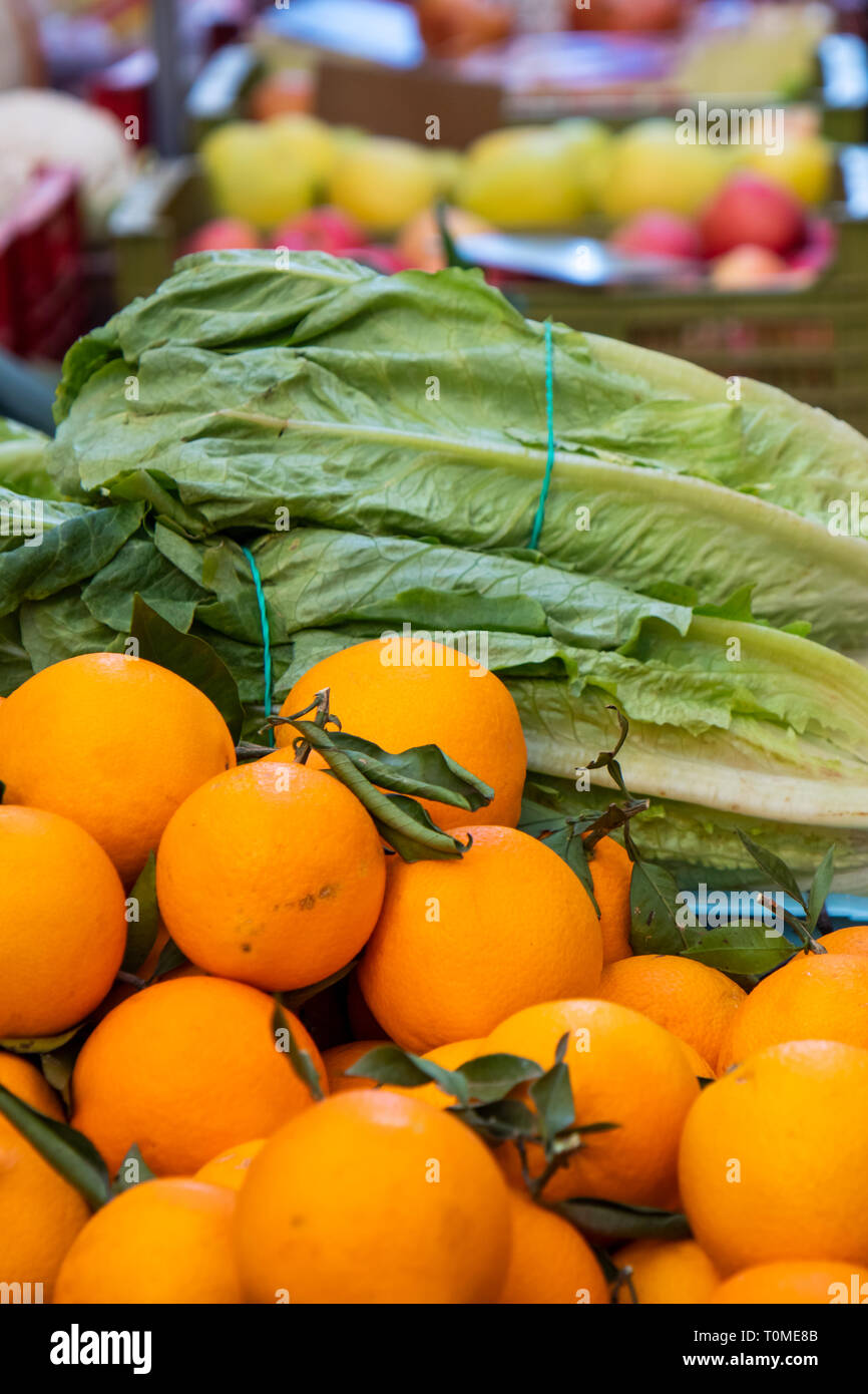 fruits and vegetables offered on a weekly market Stock Photo Alamy