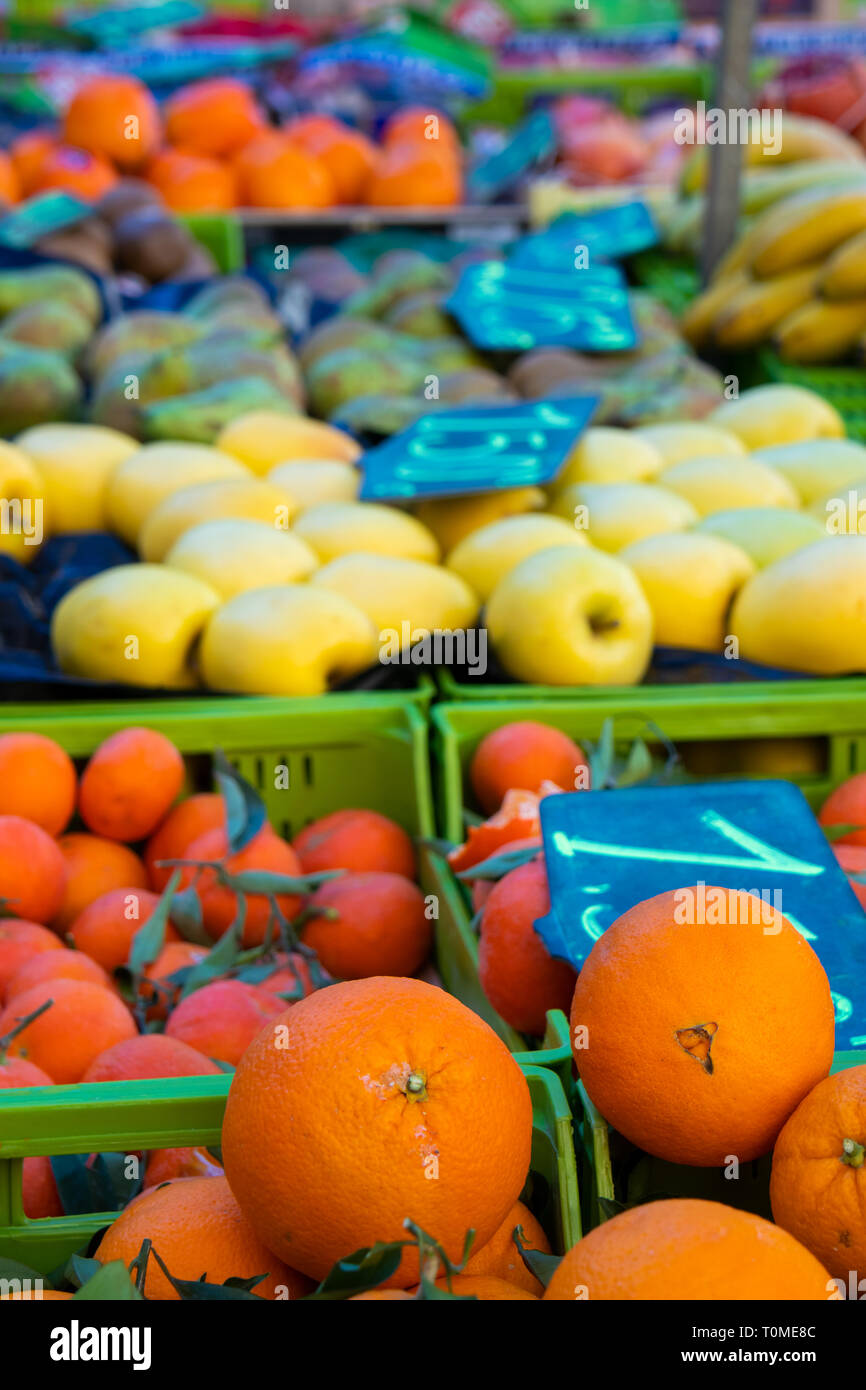 variety of fruits offered on a weekly market Stock Photo Alamy