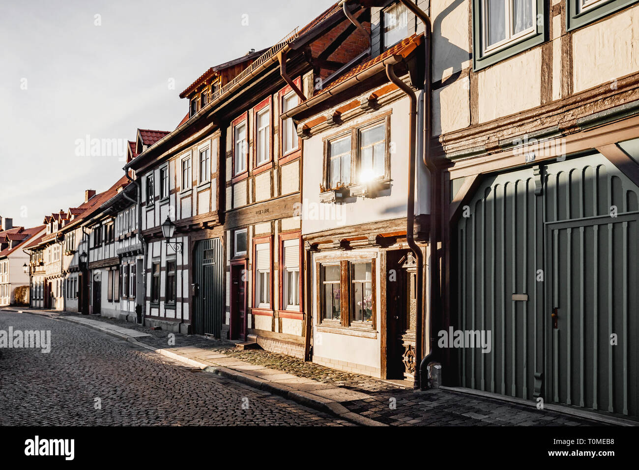 Half-timbered houses in Wernigerode in the Harz Mountains, Saxony-Anhalt, Germany Stock Photo