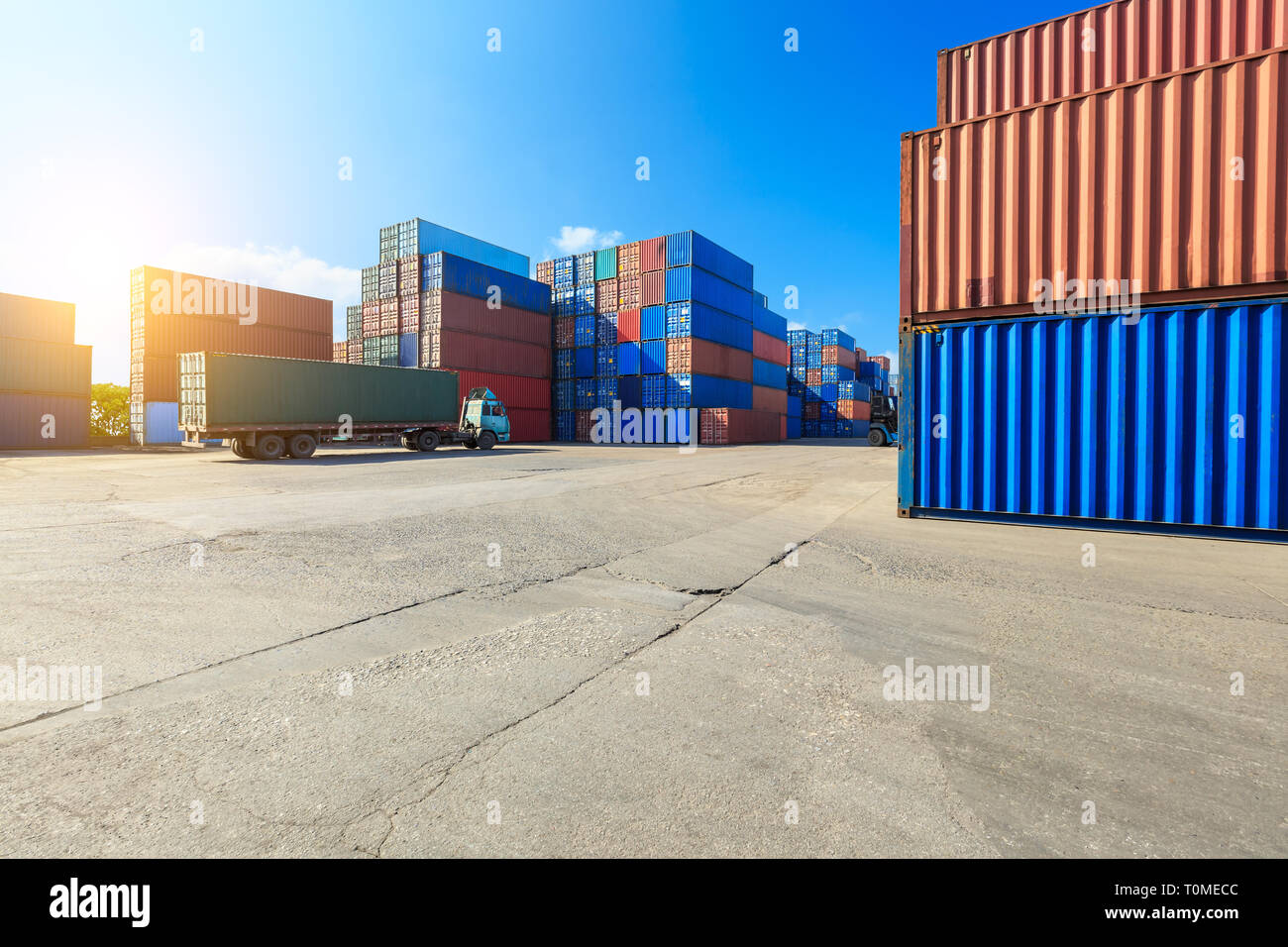 Industrial Container Yard For Logistic Import Export Business Modern Logistics Transportation Scene Stock Photo Alamy