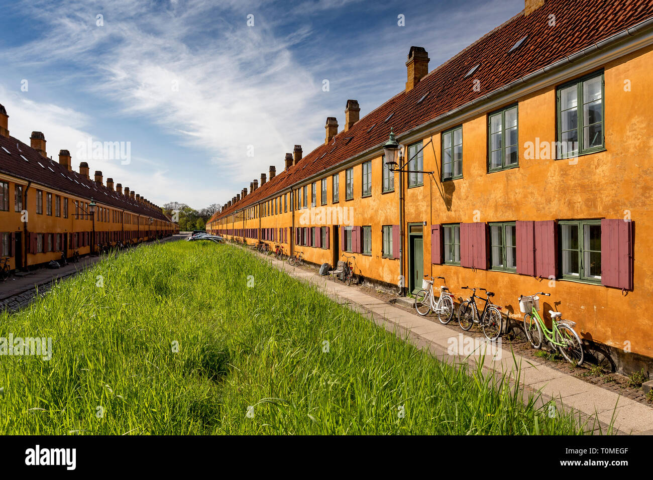 Residential buildings in Nyboder, Copenhagen, Denmark Stock Photo