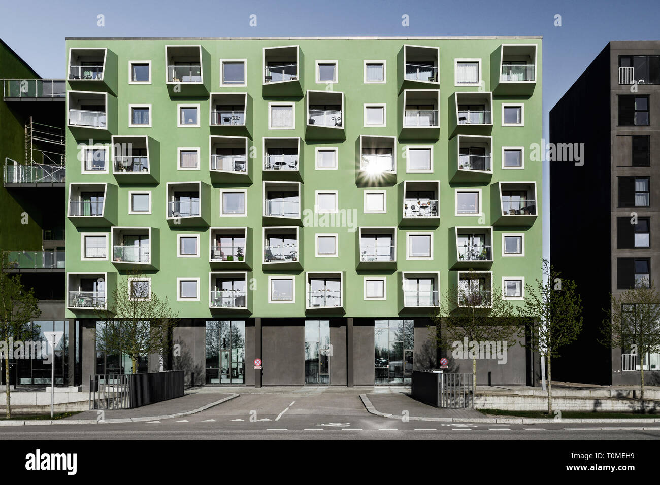 I forhold omvendt Ansøgning Ørestad Plejecenter, modern apartment house, by JJW architects, district  Oerestad, Amager, Copenhagen, Denmark Stock Photo - Alamy