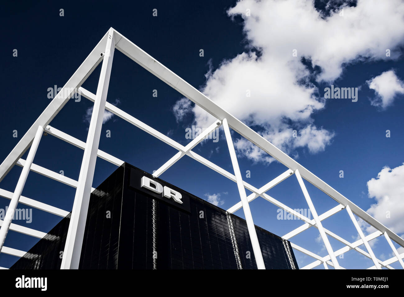 Concert Hall of the Danish Broadcasting Corporation. planned by the architect Jean Nouvel, the district Oerestad, Amager, Copenhagen, Denmark Stock Photo