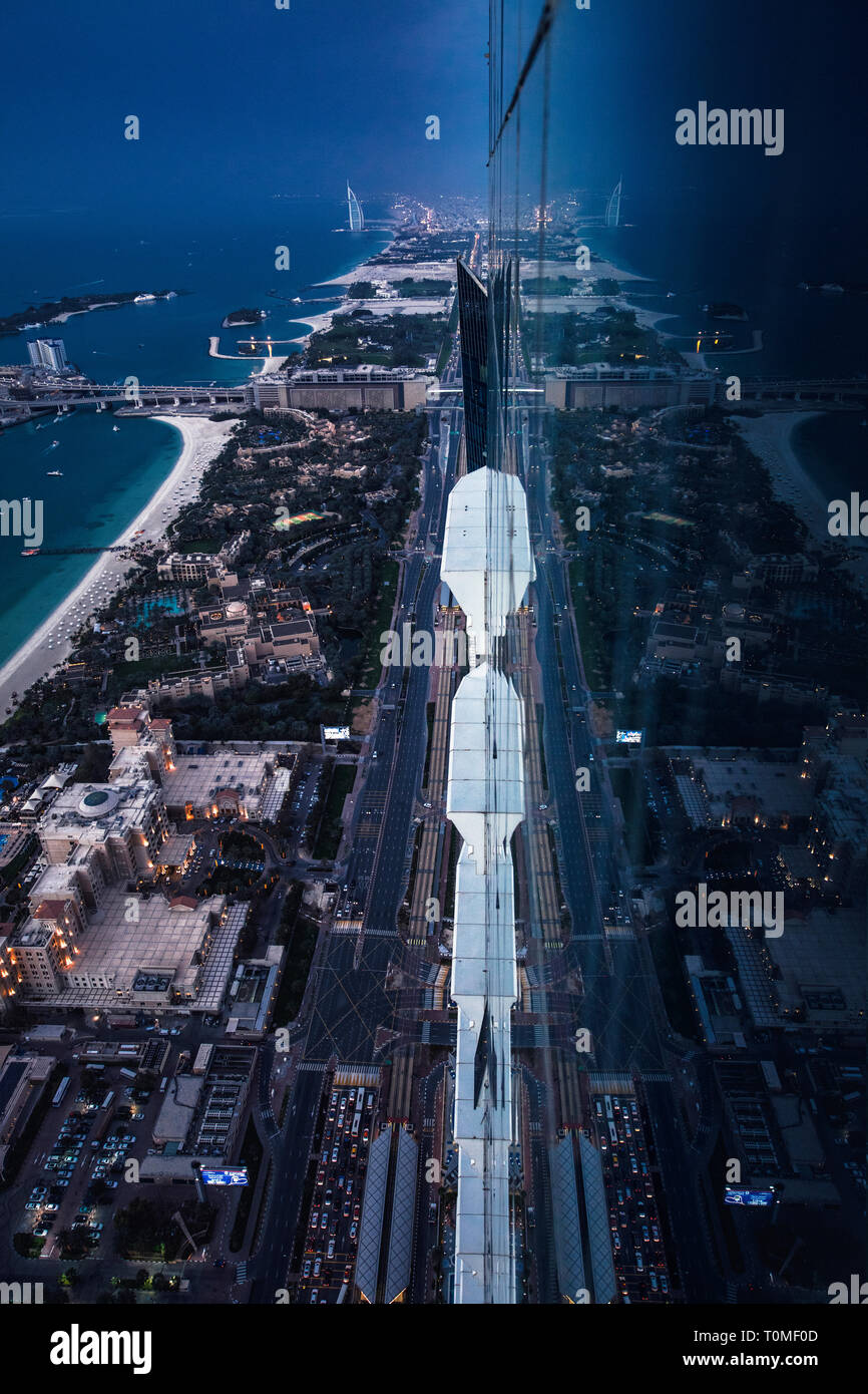 A reflection of Dubai Marina, Dubai, UAE Stock Photo