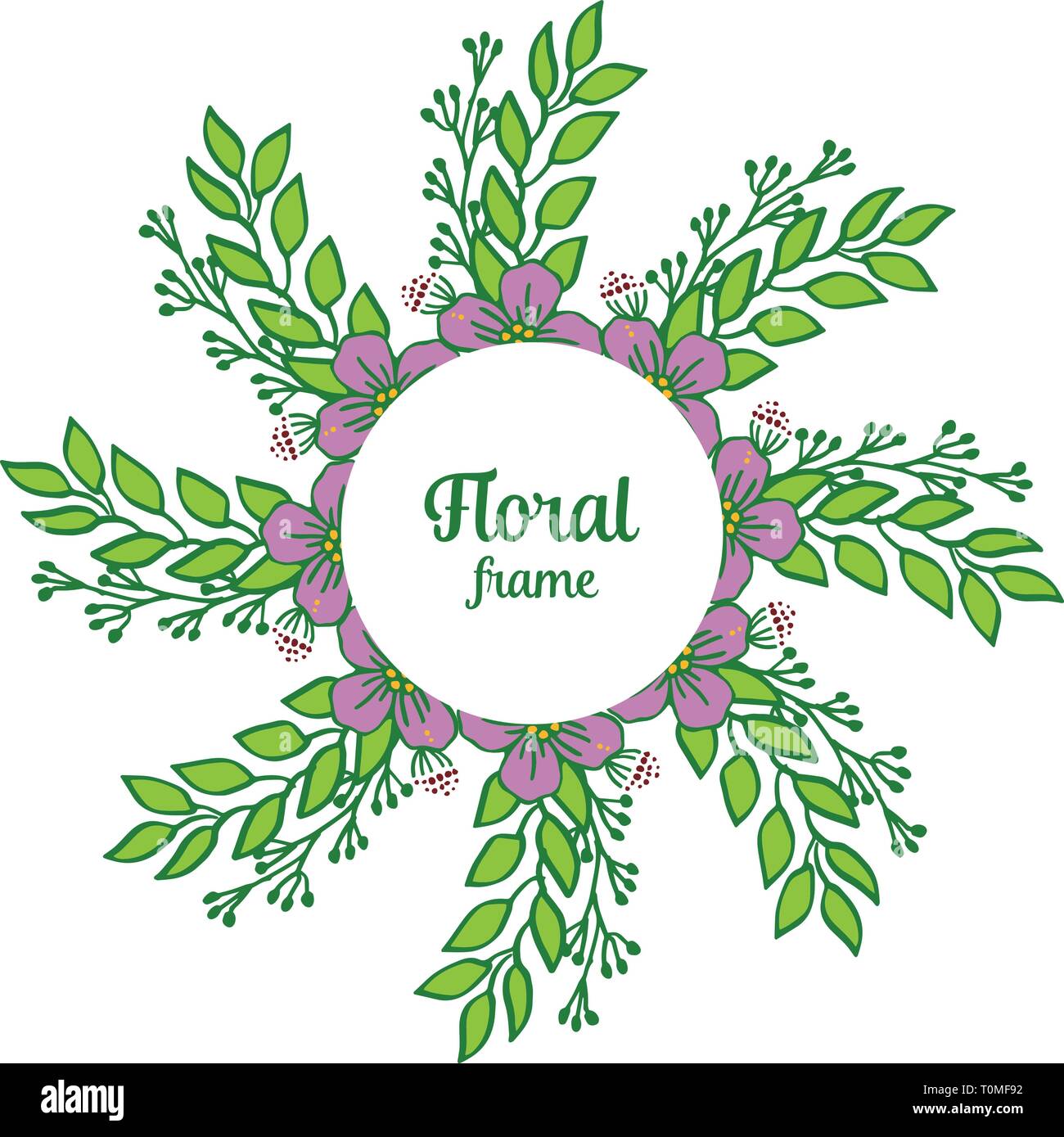 Vector illustration design element for template card with purple floral ...