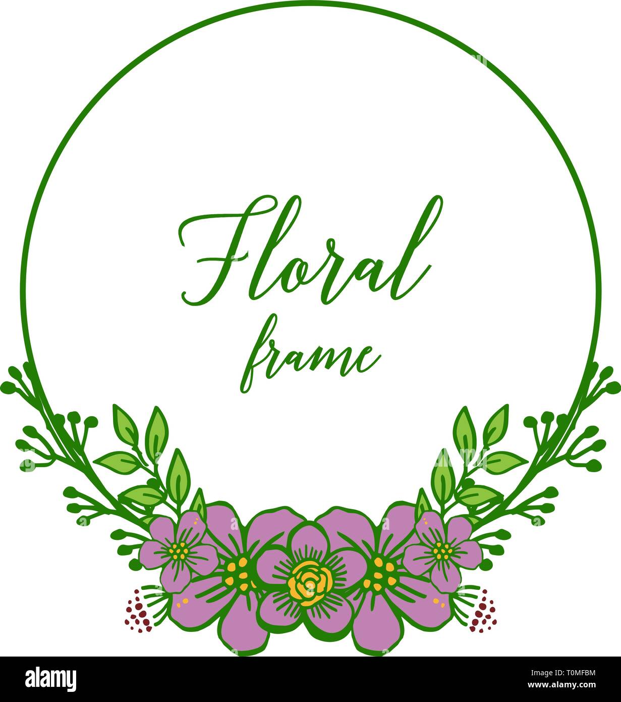 Vector illustration circular purple flower frame for invitation card ...