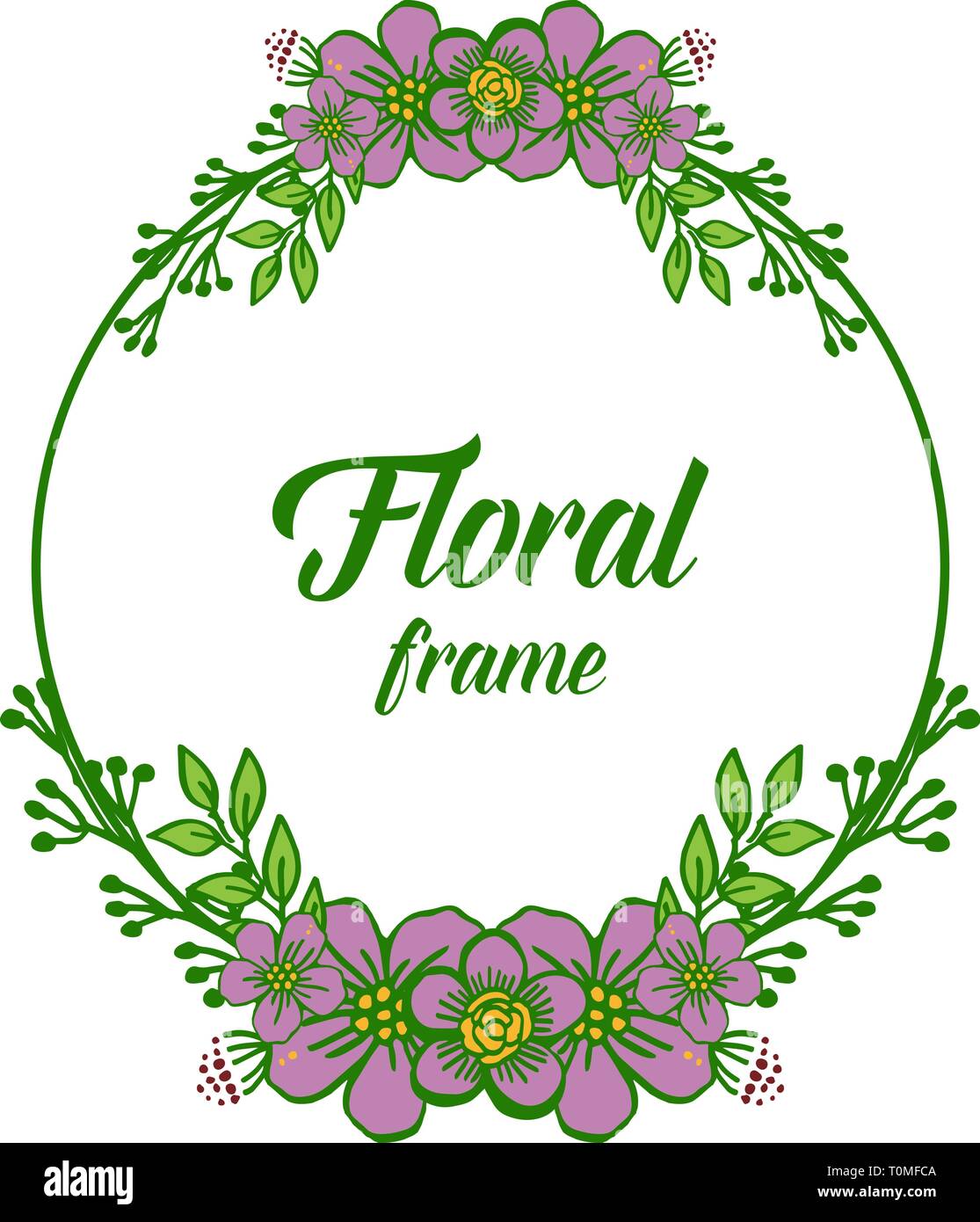 Vector illustration circular purple flower frame for invitation card ...