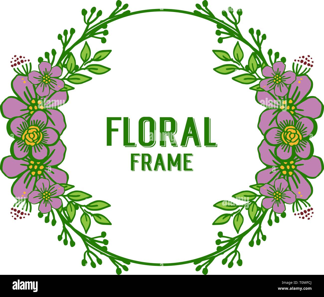Vector illustration circular purple flower frame for invitation card ...