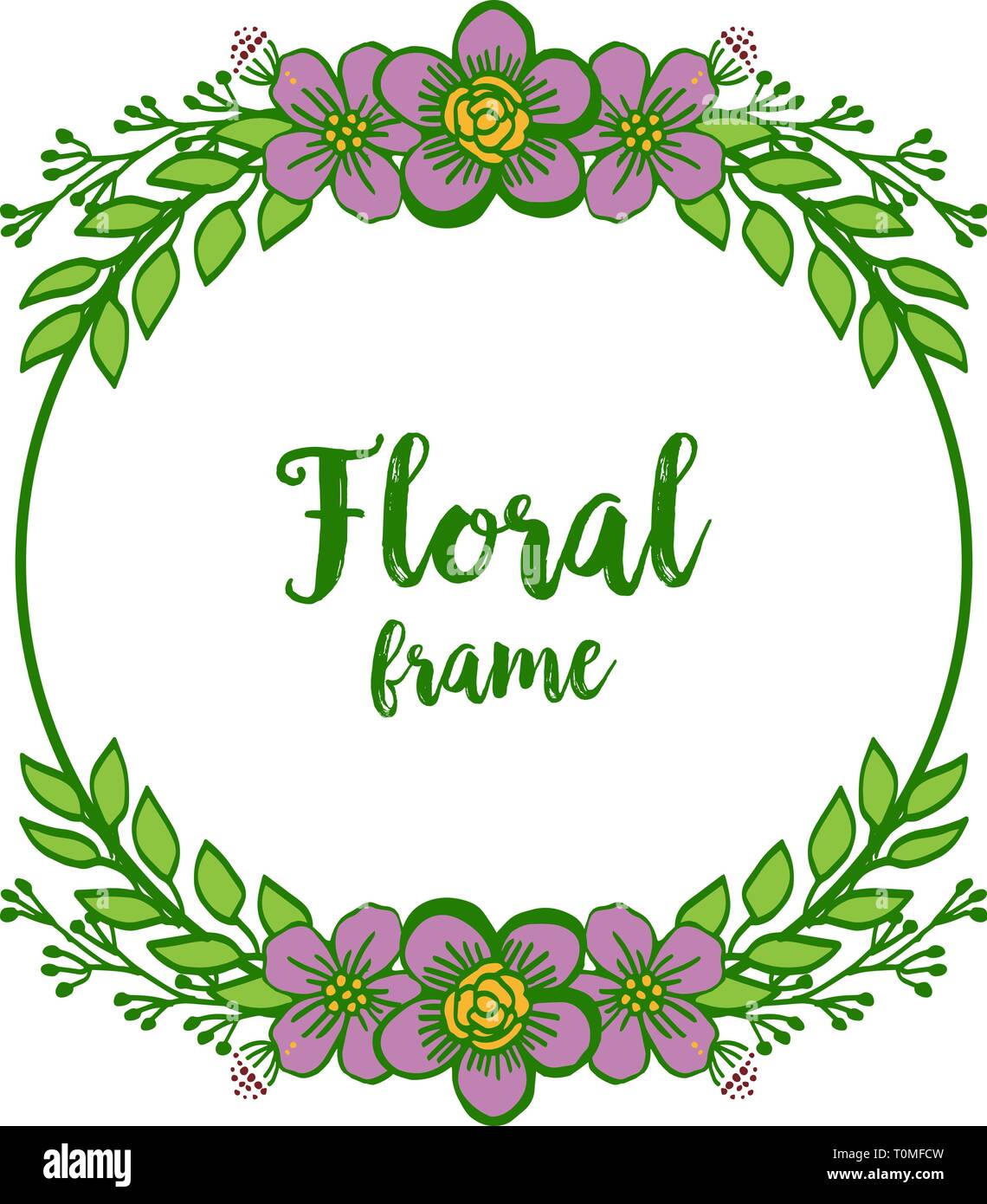 Vector illustration circular purple flower frame for invitation card ...