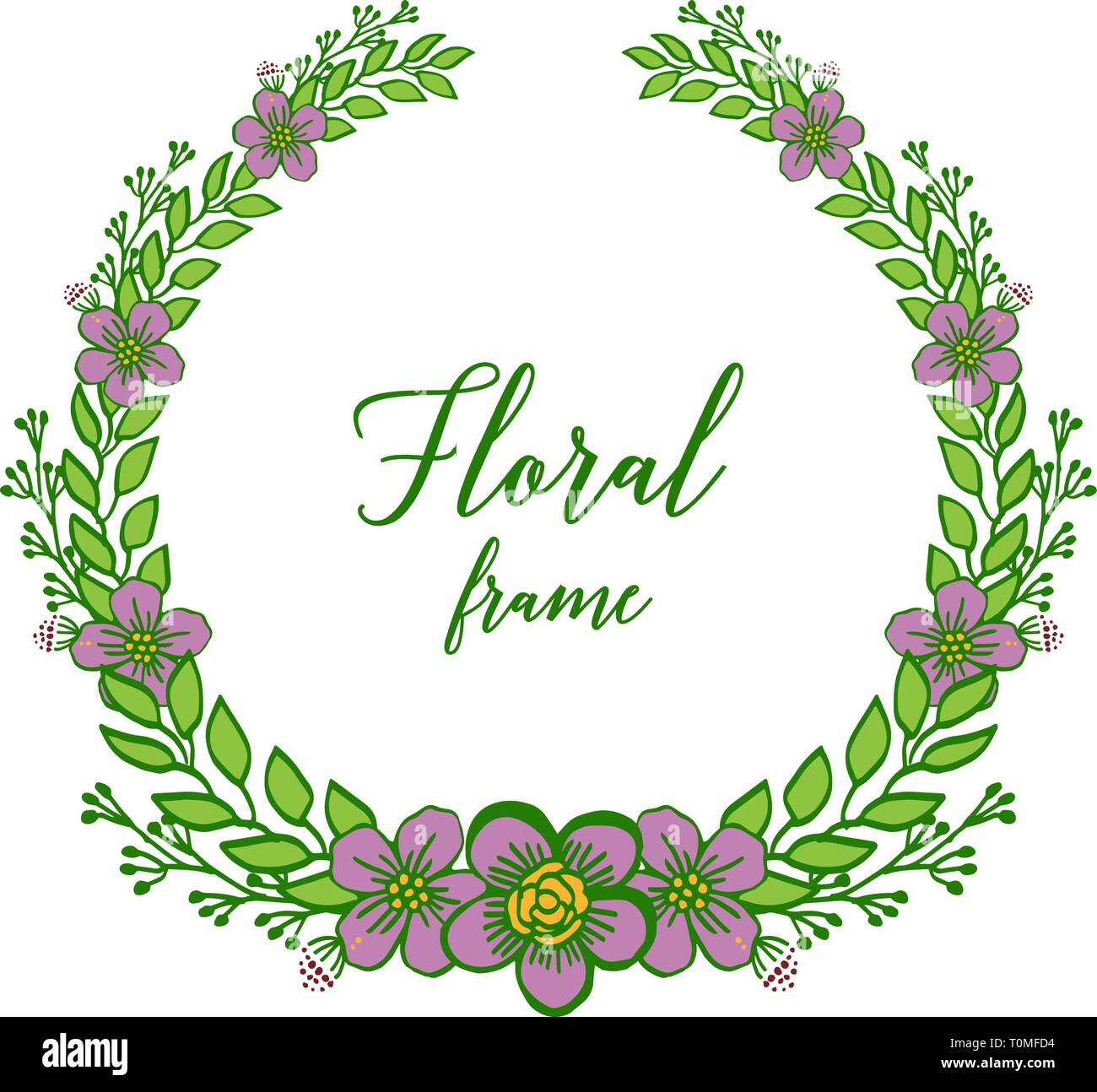 Vector illustration circular purple flower frame for invitation card ...