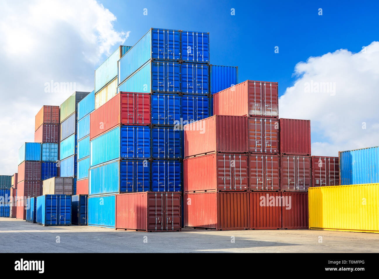 Industrial Container yard for Logistic Import Export business Stock Photo