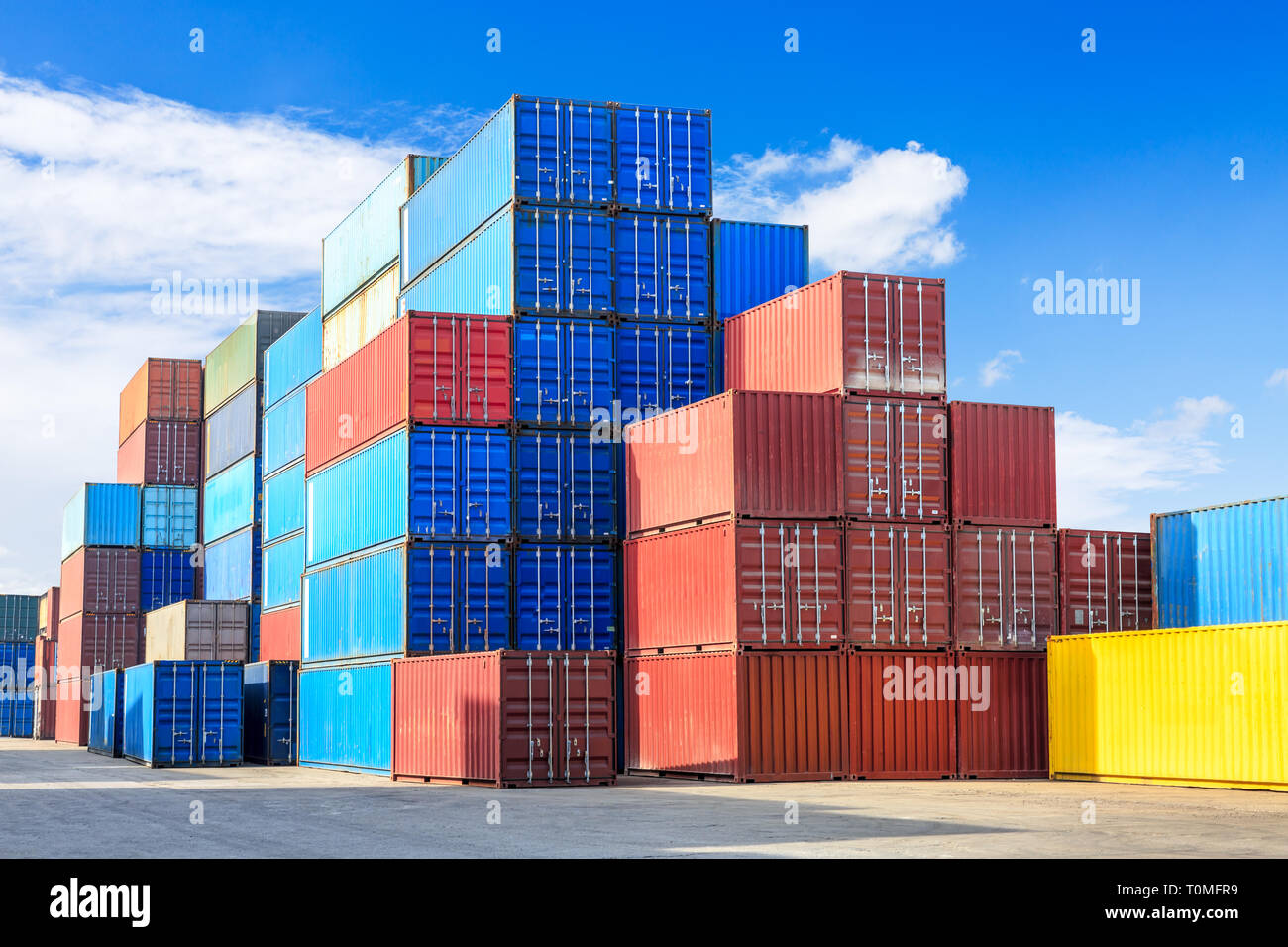 Industrial Container yard for Logistic Import Export business Stock Photo