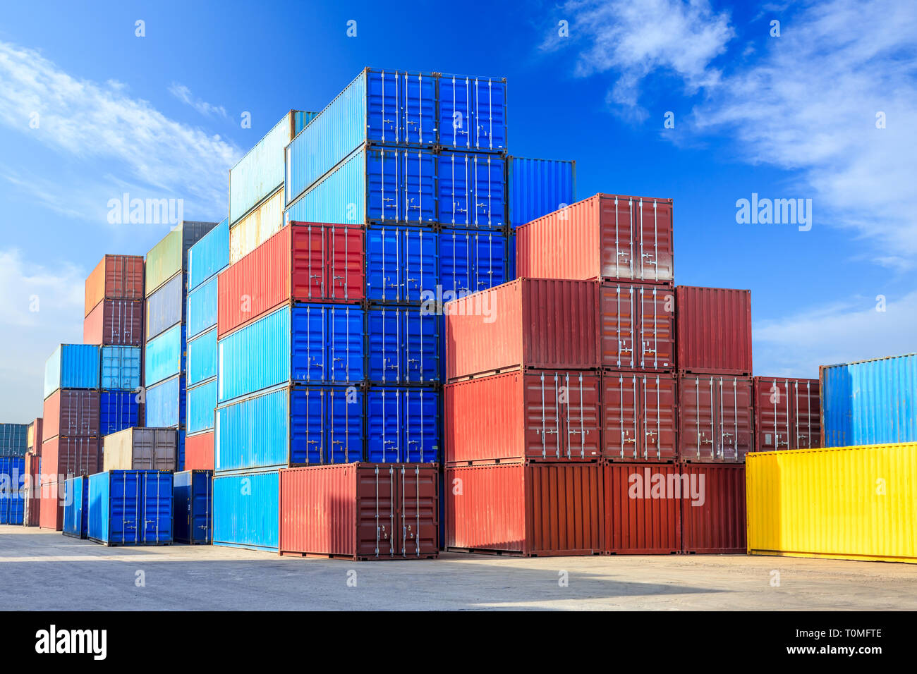 Industrial Container yard for Logistic Import Export business Stock Photo