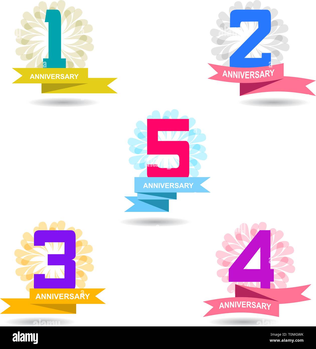 Anniversary collection set number 1-5 Stock Vector
