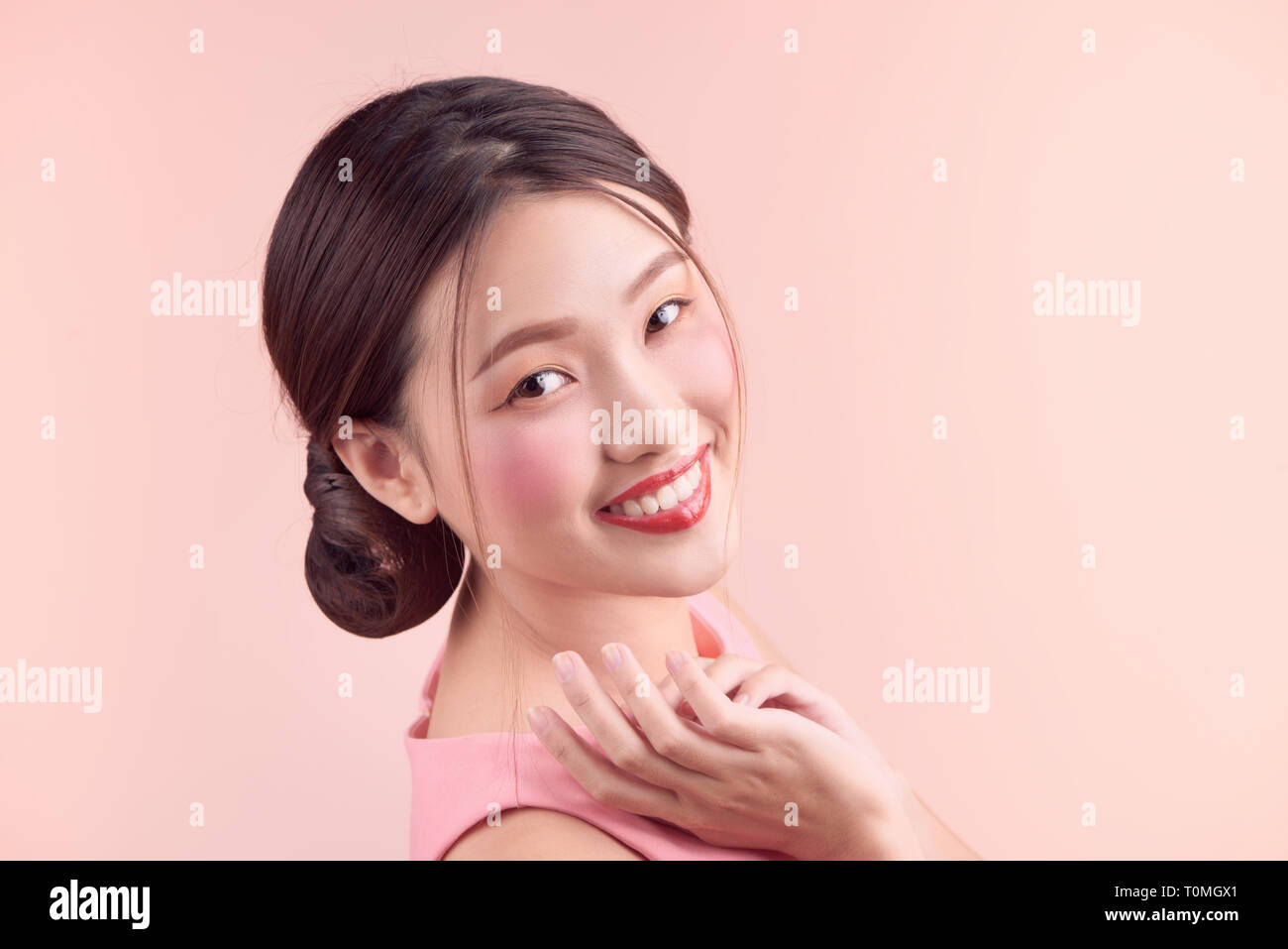Beautiful Asian Girl With Professional Makeup And Stylish