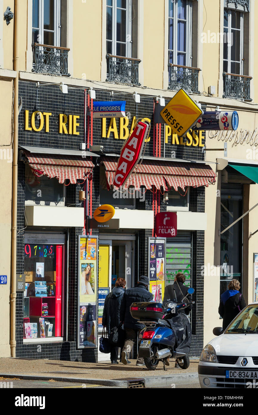 Amazing old Tobacco shop facade, Lyon, France Stock Photo Alamy