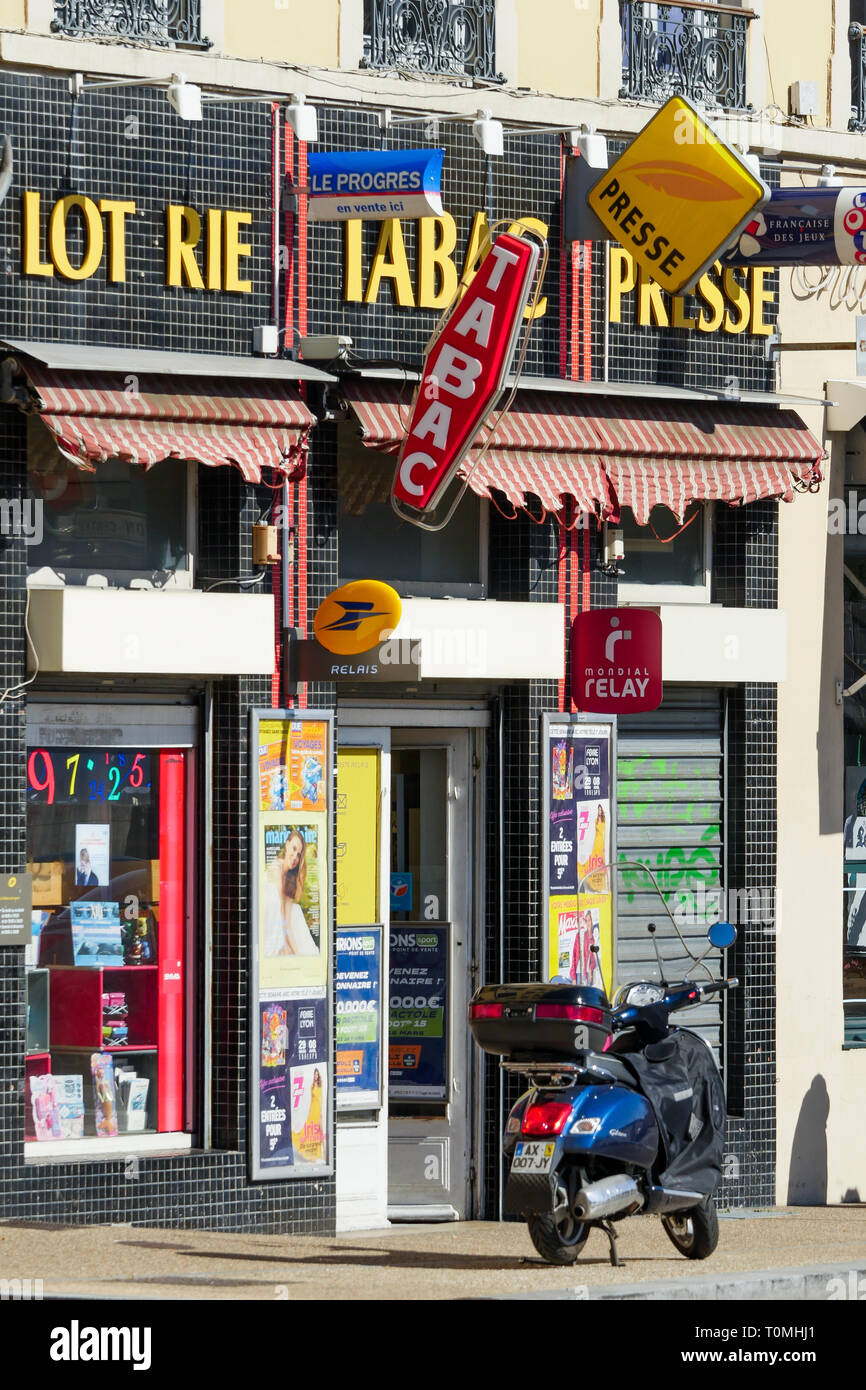 Amazing old Tobacco shop facade, Lyon, France Stock Photo Alamy