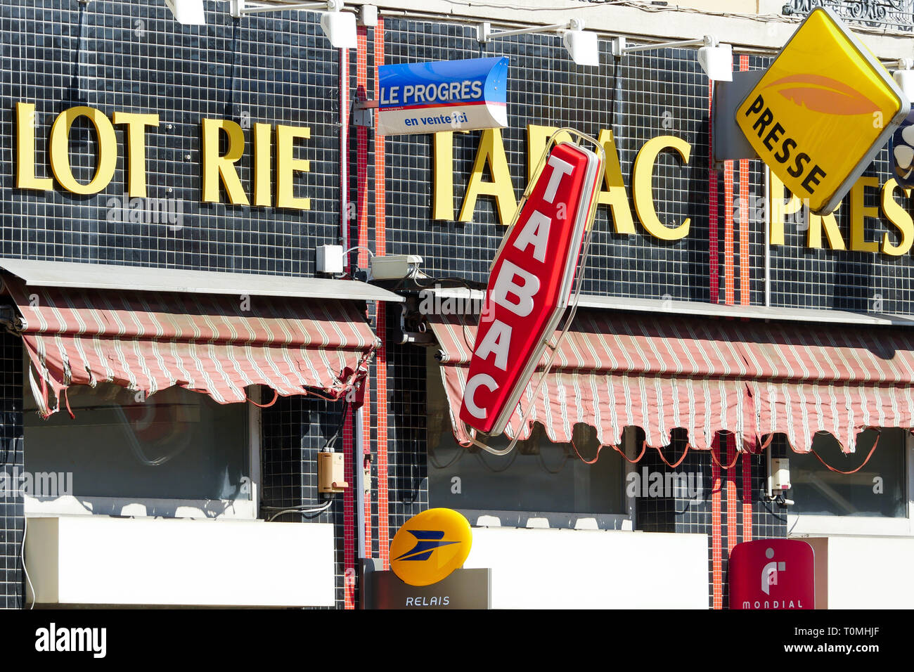 Amazing old Tobacco shop facade, Lyon, France Stock Photo Alamy