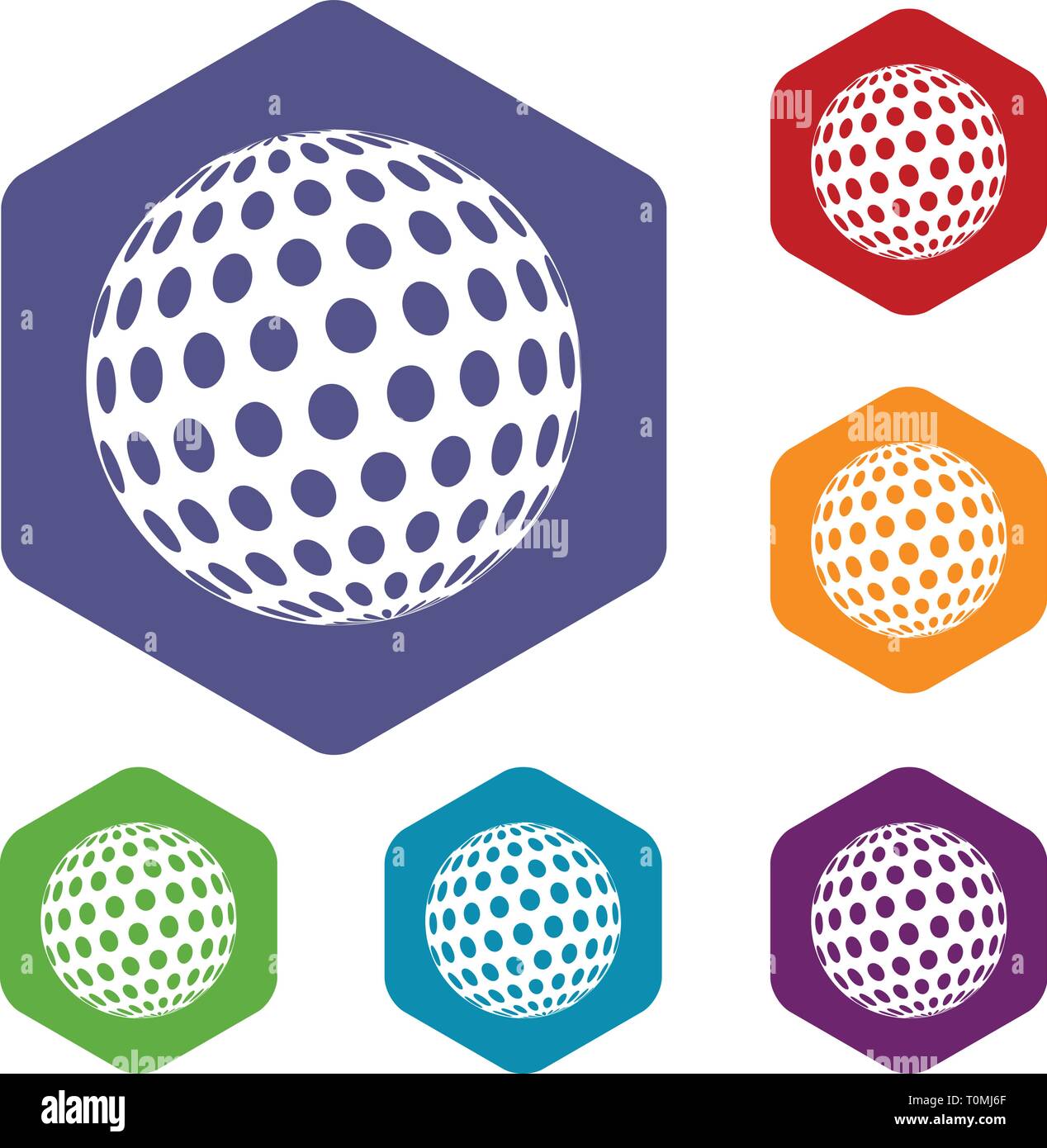 Golf ball icons vector hexahedron Stock Vector